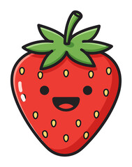Obraz premium Cartoon Strawberry with Big Grin - Vector Illustration