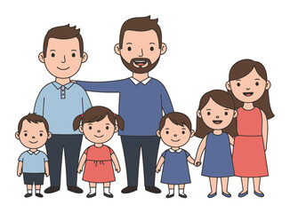 Cartoon Family Portrait - Minimalist Vector