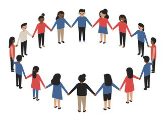Diverse Group Holding Hands - Minimalist Vector