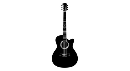 Naklejka premium Acoustic guitar silhouette isolated on white background