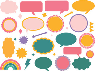 Colorful speech bubbles and decorative shapes creating a vibrant and playful design for communication and graphic applications