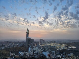 sunset over the city