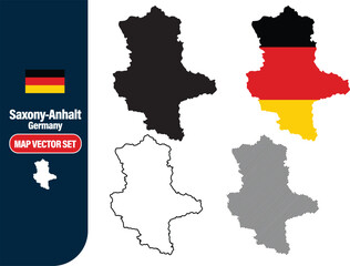 Saxony Anhalt Germany map set vector
