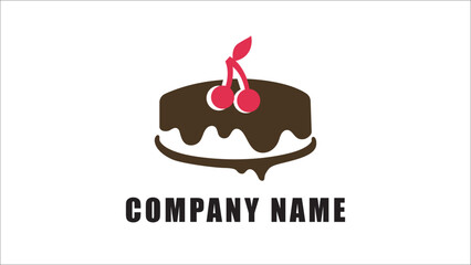 Minimalist inspiring cherry cake logo template Free Vector