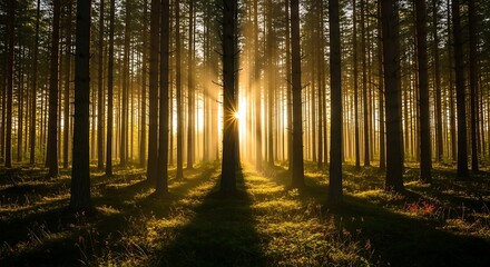 Sunlight Through Forest Trees