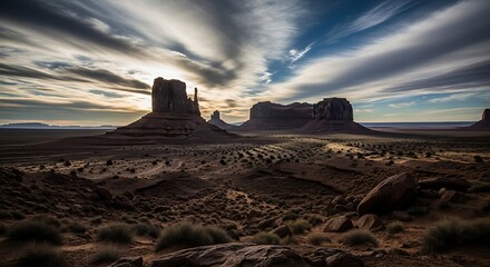 Monument Valley Landscape with Clouds and Buttes