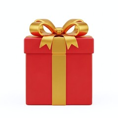 Red gift box with golden ribbon isolated on white background, perfect for birthdays, christmas, or any special occasion, conveying joy and celebration