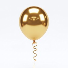 Golden balloon isolated on white background, symbolizing celebration, joy, and achievement, perfect for birthdays, parties, or congratulatory messages