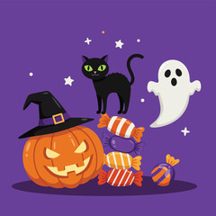 Halloween Vector Illustration with Spooky Elements