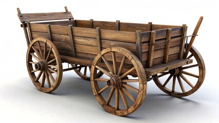 Obraz premium wooden wagon sitting on a white background