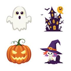 Halloween Vector Illustration with Spooky Elements