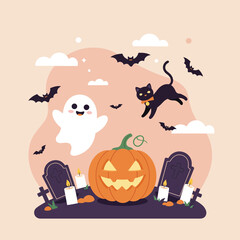 Halloween Vector Illustration with Spooky Elements