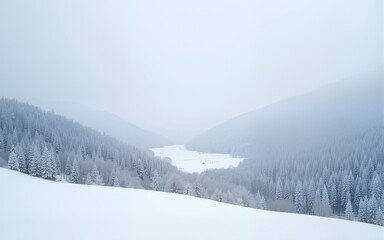 Serene Winter Landscape: White Snowy Hills and Valley. High quality