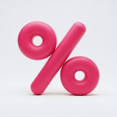 A pink percentage sign isolated on white background, symbolizing discounts, sales, and financial themes, rendered in a smooth, rounded, and modern 3d style
