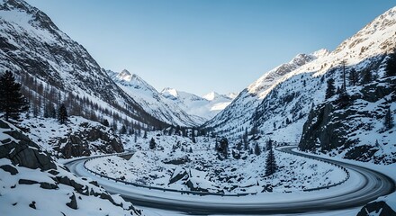 Winter Mountain Road Landscape