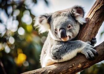 Obraz premium Koala Bear Resting on Tree Branch