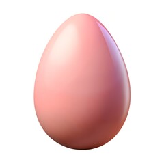 A glossy pink egg isolated on white background, showcasing its smooth surface and subtle color variations, perfect for easter or culinary themes