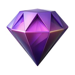A mesmerizing 3d rendering of a purple diamond, isolated on white background, showcasing its brilliant facets and captivating shine, a symbol of luxury