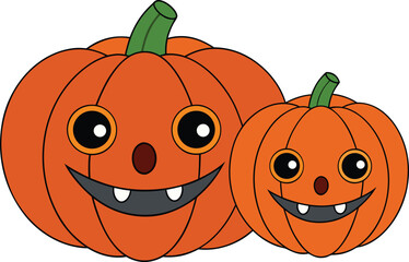 Funny smiling pumpkins for Halloween or Thanksgiving celebrations.