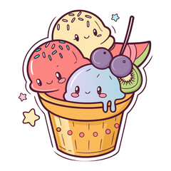 Cute Ice Cream Cup Vector Illustration