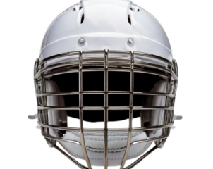 Front View Cricket Helmet with Safety Face Guard, White, PNG Cutout