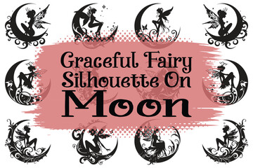 Obraz premium Graceful Fairy on Moon Silhouette Bundle