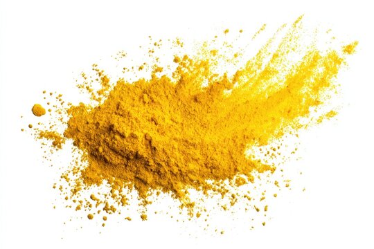 Bright yellow powder explosion on white - Powered by Adobe