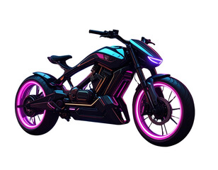Cyberpunk Futuristic Electric Bike with Glowing Neon Wheels