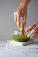 Close up pure matcha green tea
