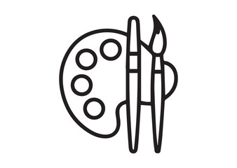 Brush and palette line art vector, Brush and palette Icon
