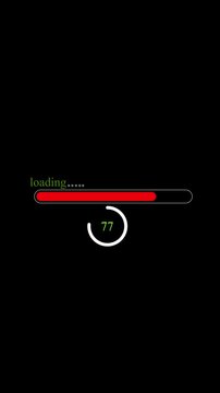 Red loading bar animation digital screen interface 4K ultra HD vertical video. Animated red progress bar loading screen digital interface seamless loop vertical video.