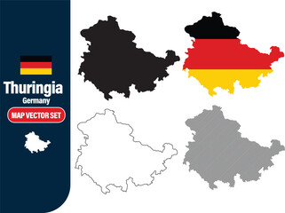 Thuringia Germany map set vector