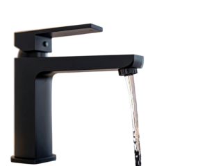 Minimal Flowing Water from Outdoor Black Faucet