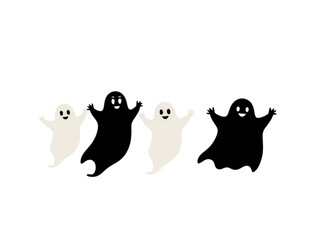 A Hauntingly Creative New Vector Illustration of a White and Black Ghost Silhouette, Perfect for Adding a Frightening Touch to Your Projects.