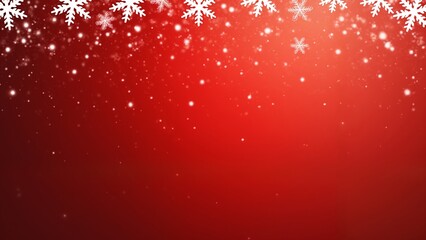 A red background with white snowflakes falling from the sky.