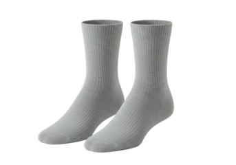 Pair of light gray socks on transparent background