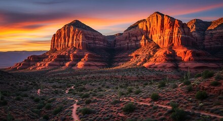 Dramatic desert sunrise landscape
