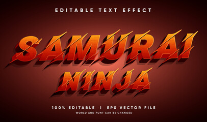 samurai ninja 3d vector text effect with modern style