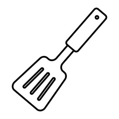 シンプルなフライ返しの線画イラスト