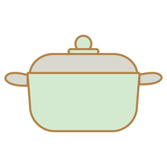 シンプルな緑色の可愛いお鍋のイラストアイコン