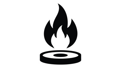 Black gas burner icon isolated on white background for cooking and heating flat icon