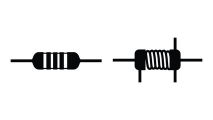 Resistor electronic component symbol isolated on white background flat icon