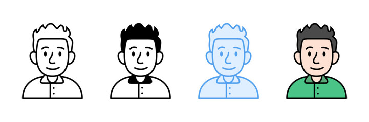 Spiky Hair Icon Set Multiple Style Collection