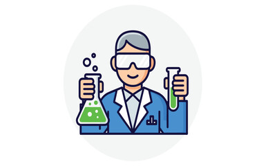Chemist Holding Laboratory Flasks  and Conducting Research Experiments