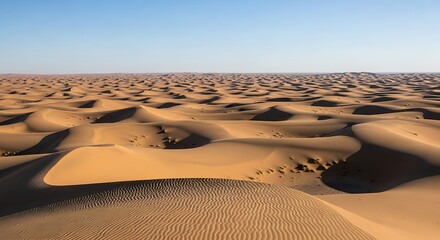 Desert Landscape with Sand Dunes and Blue Sky