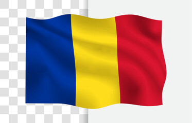 Waving Flag of Romania with a Transparent Background Vector