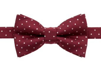 Red bow tie with white polka dots mens fashion accessory formal wear classic style studio photography transparent background