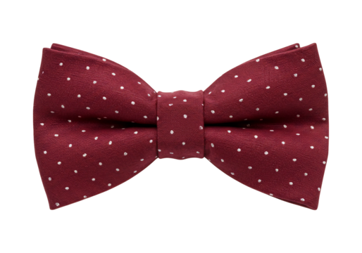 Red bow tie with white polka dots isolated on transparent background - Powered by Adobe