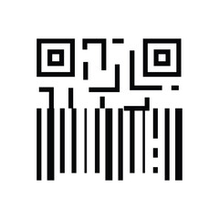 QR codebarcode hybrid top QR blocks bottom vertical stripes. Editable stroke icon
