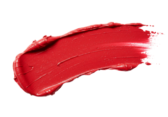 Red lipstick smudge texture cosmetic product sample beauty make up transparent background